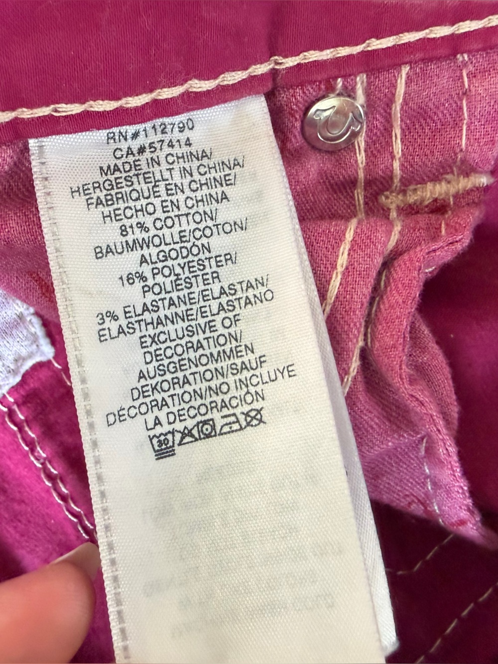 True Religion Jeans Womens 29 Purple Skinny Flap Pockets Magenta Purple - Picture 5 of 10